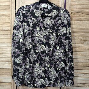 Covington Woman Blouse Floral Black/White Size 18W